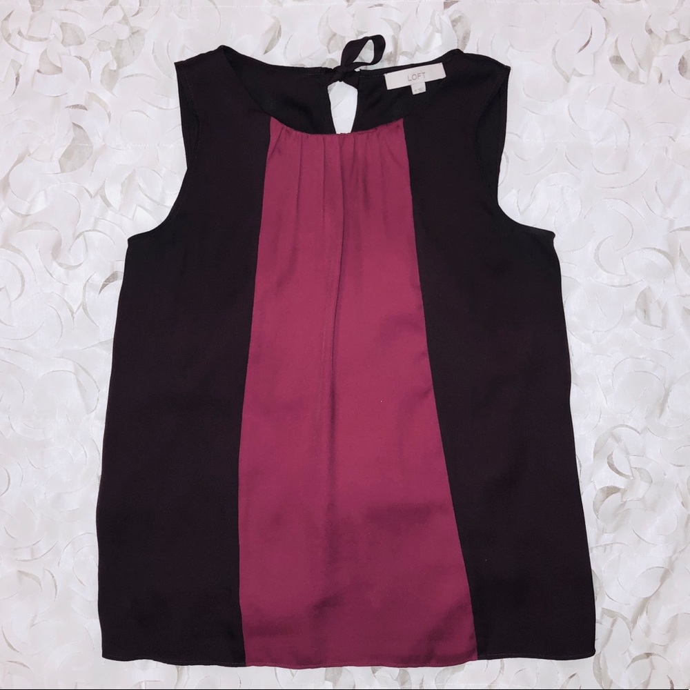 Loft size 8 Two Tone Shell Top with Tie Top Back